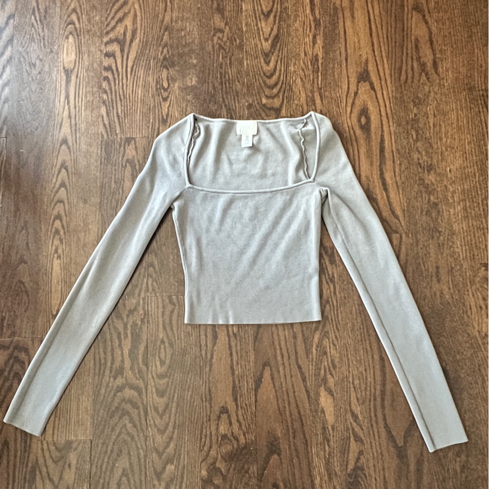 H&M Gray Women's Square Neck Knit Top